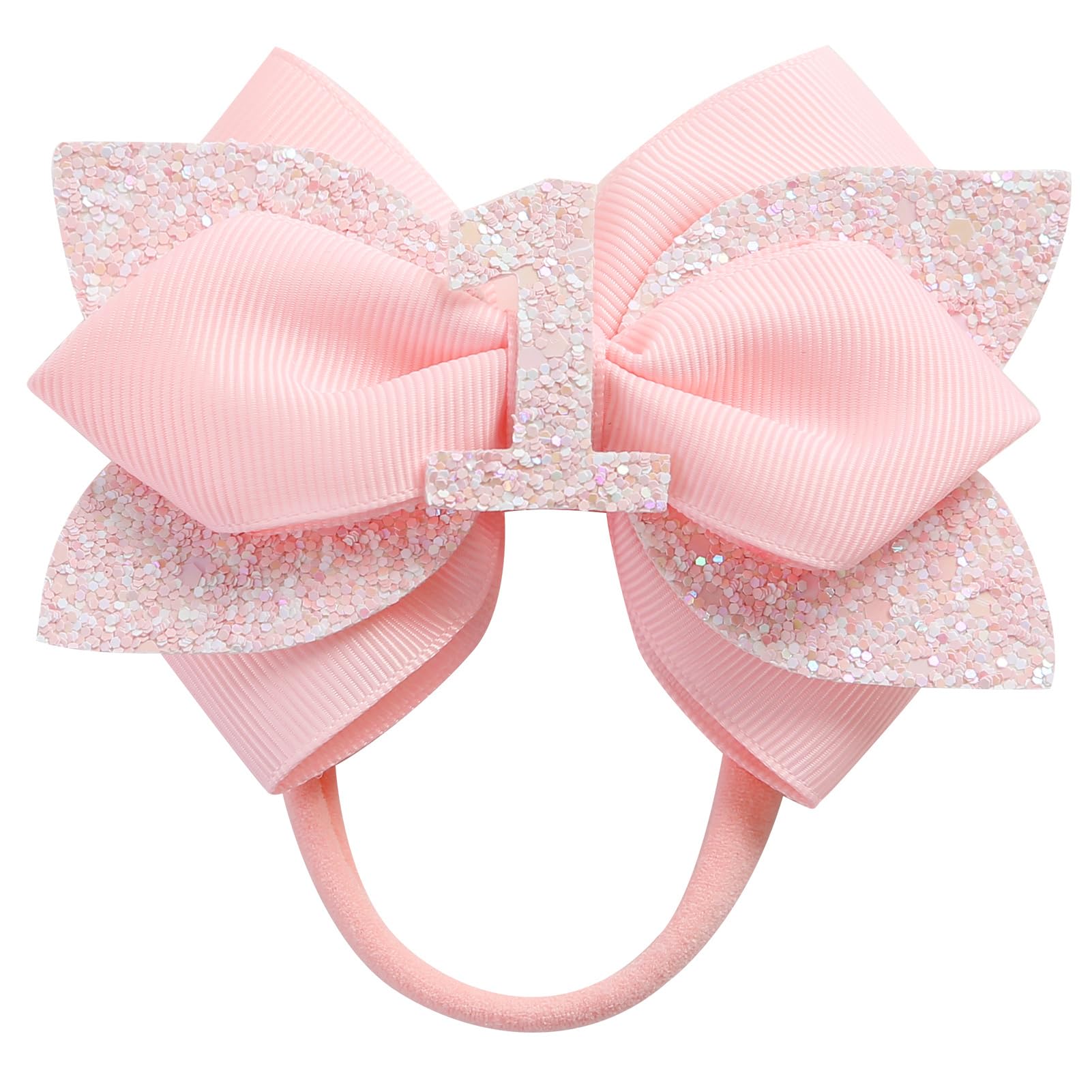 Pink Birthday Hair Bow for Baby Girls 1 2 3 4 5 6 Years Glitter Party Decoration Hair Accessories for First 1st One Birthday