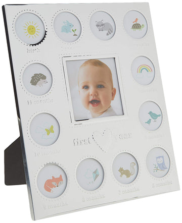 Carter'S Baby'S First Year Animal Theme Silver Metal Month By Month Picture Frame, 9.75' L X 11.75' H
