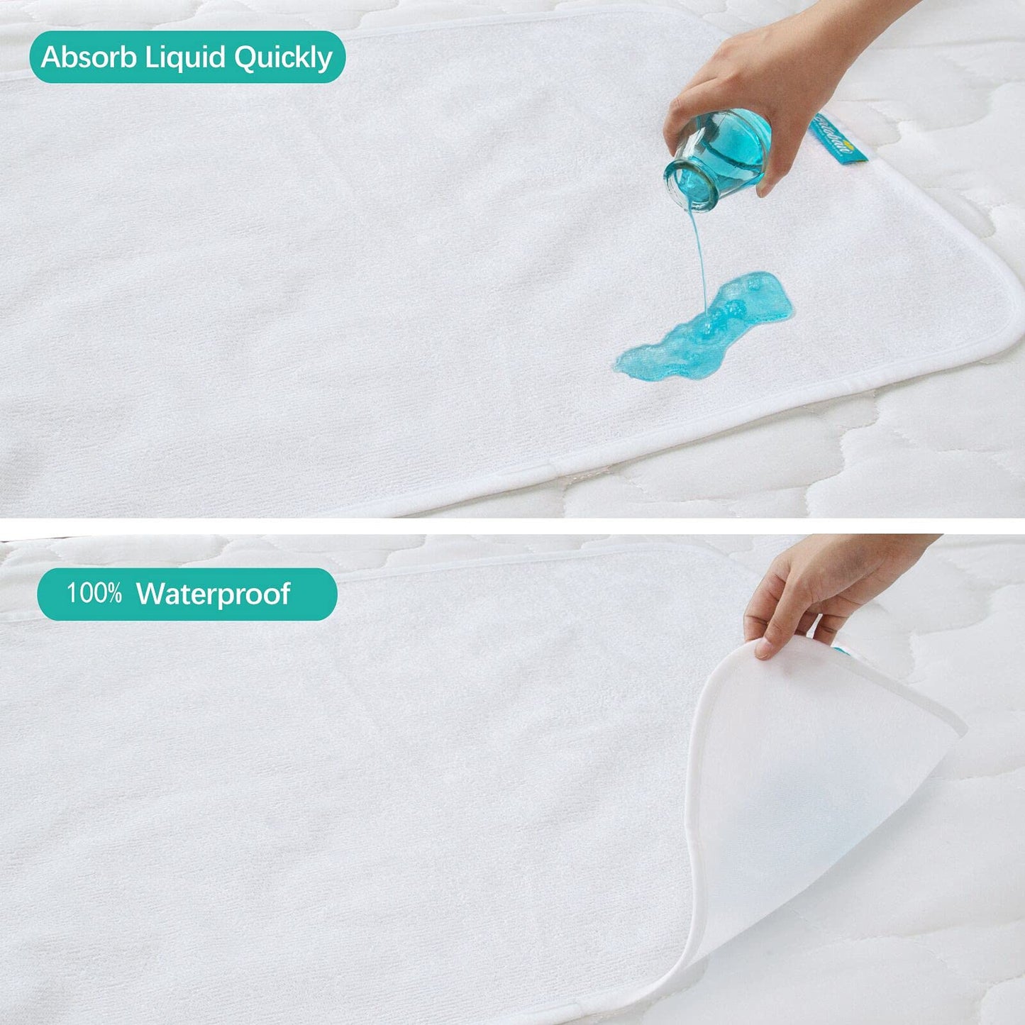 Changing Pad Liner 5 Count, Waterproof Larger Changing Pad Cover 28' X 15', Cotton Terry, Absorbent & Skin-Friendly Changing P