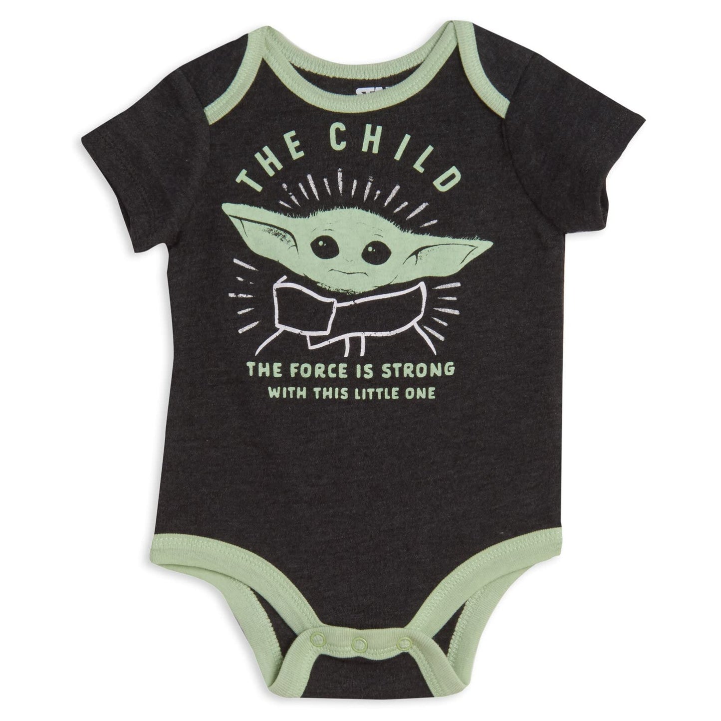 Star Wars The Child Infant Baby Boys Fleece Hoodie Short Sleeve Bodysuit And Pants 3 Piece Baby Outfit Set Grey/Green 12 Months