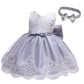Little Girls Christmas Embroidery Lace Dresses Princess Easter Halloween Wedding Formal Event Dress(Gray,120)