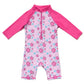 Bonverano Baby Girl Swimsuits Uv One-Piece L/S Bathing Suit Zip Upf50+ Sun Protection Sunsuit With Hats(Rosy, 24-36 Months)