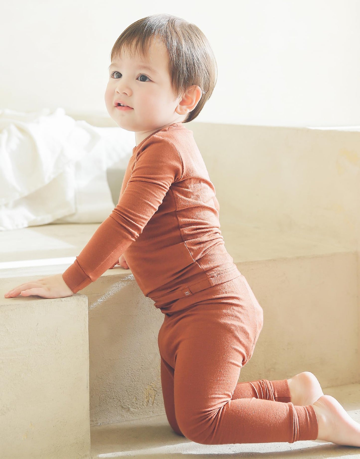 Vaenait Kids Toddler Long Sleeve Sleepwear Pajamas 2Pcs Set Modal Camel S