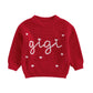 Toddler Baby Girl Boys Valentines Day Outifts Knit Sweater Long Sleeve Letter Love Heart Embroidery Pullover (Red-Girl, 0-3 Mon