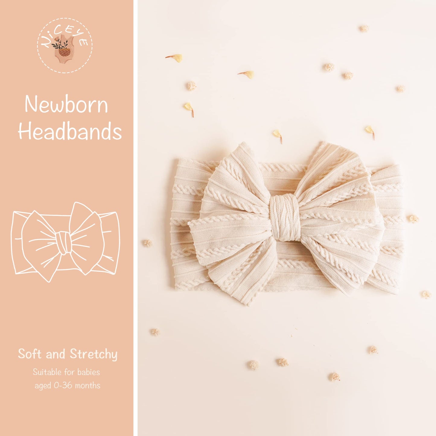 Niceye Handmade Baby Headbands Soft Stretchy Nylon Hair Bands With Bows For Newborn Infant Baby Toddler Girls- Pack Of 6