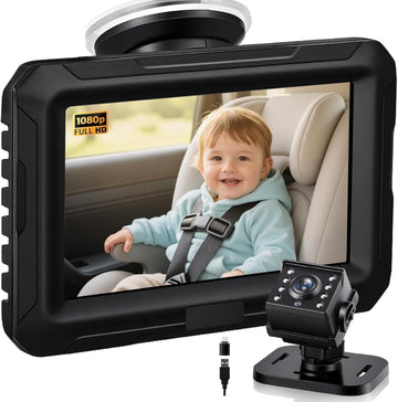 Zacro 1080P Baby Car Mirror Camera for Rear Facing Seat, USB/Type-C Port 4.3 Backseat Headrest Carseat Camera Monitor with HD Ni