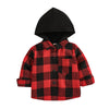 Kids Little Boys Girls Baby Long Sleeve Button Down Hooded Plaid Shirt Red Plaid Flannel Outfits (2-3T, Red B)