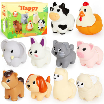 FQKIOMY Toddler Toys,Montessori Preschool Learning Activities Animal Toy for Boys Girls,10 pcs Little People Animals Matching Ga