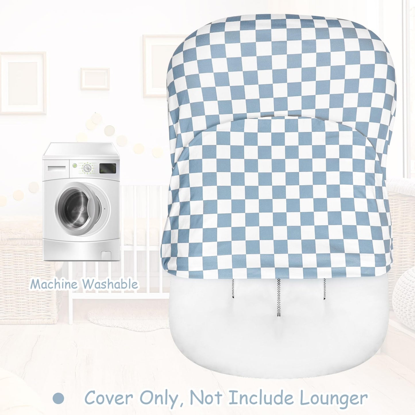 Dilimi Baby Lounger Cover For Boys And Girls, Removable Cover Ultra Soft Comfortable Lounger Slipcover, Blue Checkerboard (Loung