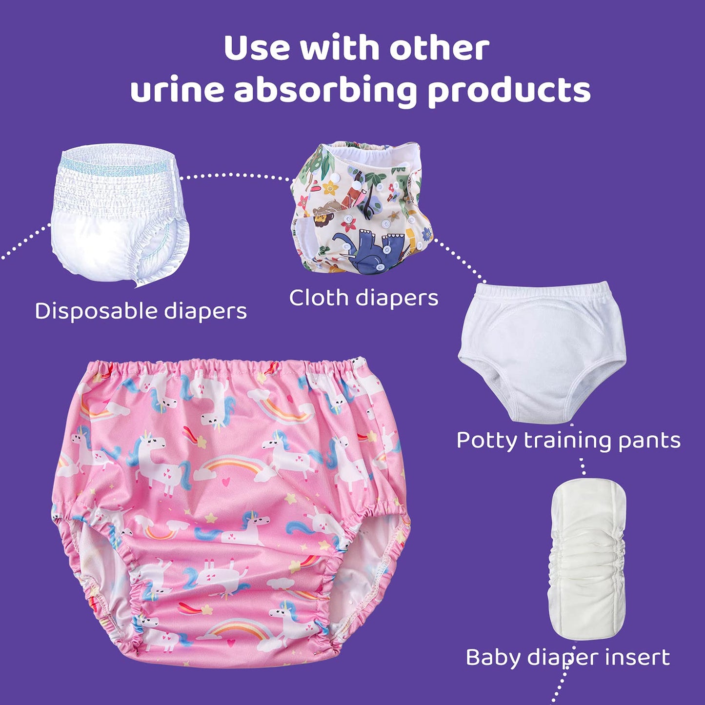 Bisenkid Waterproof Diaper Covers For Girls Good Elastic Rubber Swim Diaper Cover For Toddler Girl Underwear & Swimming Diapers