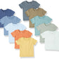 Honestbaby Baby Organic Cotton Short Sleeve T-Shirt Multi-Packs, 10-Pack Rainbow Gems Blues, 24 Months