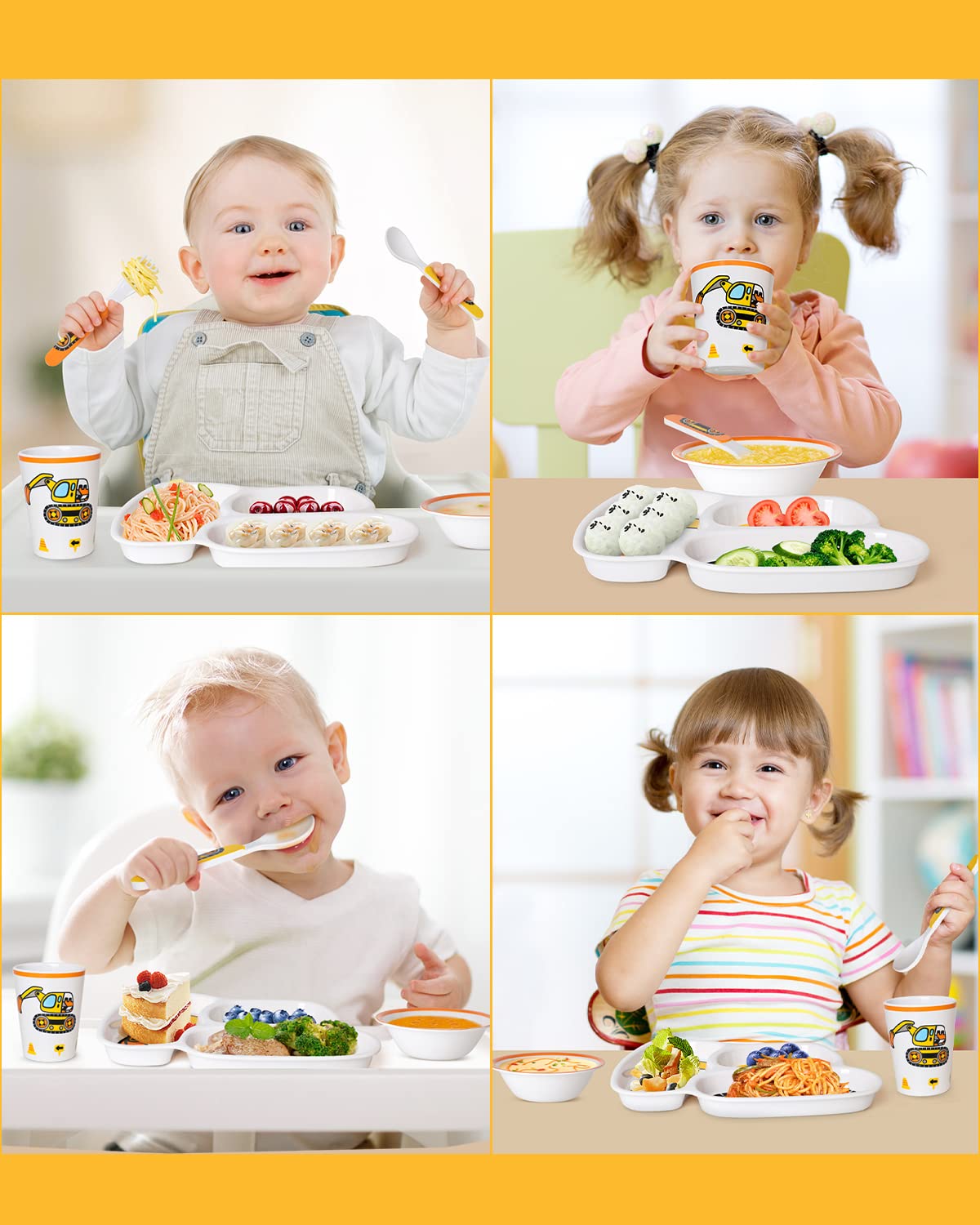 Lehoo Castle Kids Plates And Bowls Sets, Kids Dinnerware Set Includes Plate, Bowl, Cup And Tableware, Made Of Durable Material,