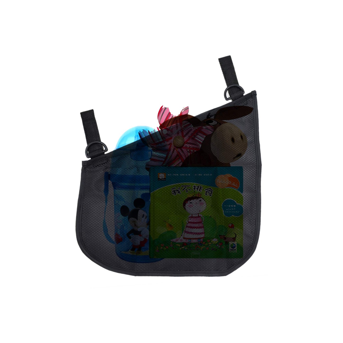 Alovexiong Portable Side Sling Stroller Cargo Net,Non-Slip And Adjustable Straps Storage Mesh Bag,Food Storage,Friut Storage Bag