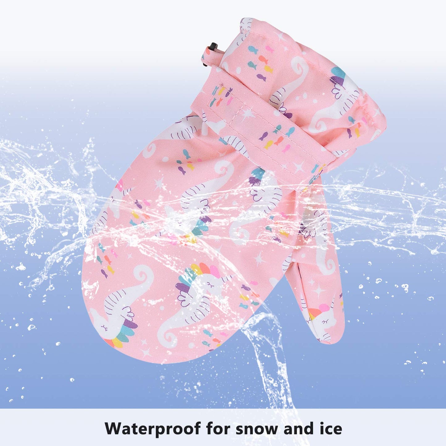 Lined Fleece Toddler Mittens Kids Winter Warm Gloves Child Ski Gloves Waterproof Snow Baby Mitten For Boys Girls Navy M