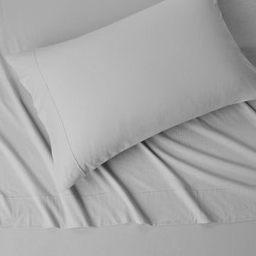 Amazon Basics 3 Piece Bed Sheets Set, 100% Cotton Jersey, Includes Super Soft, Flat And Fitted Sheets, Pillowcase, Toddler, Ligh