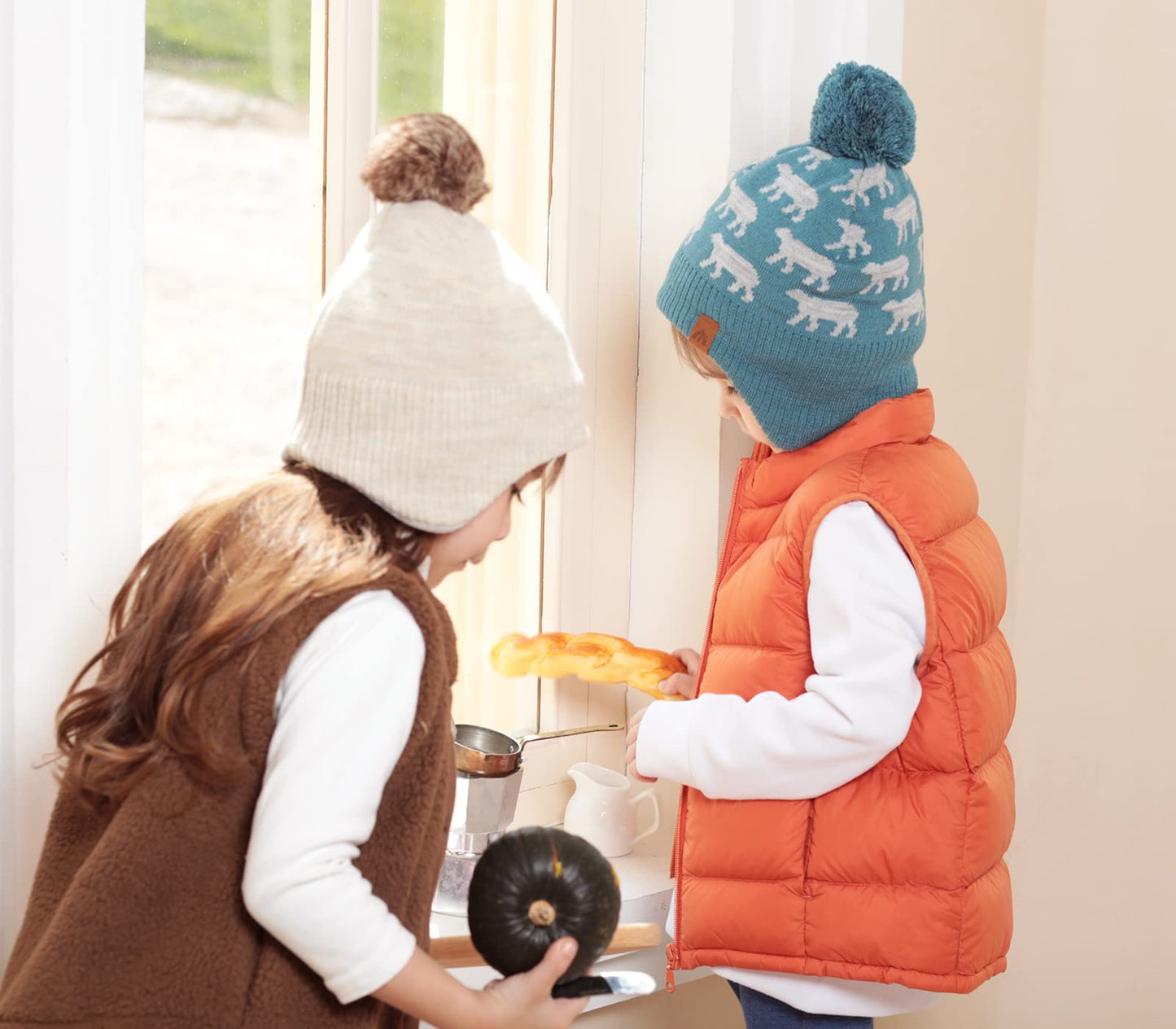 Moon Kitty Baby Boys Hats Toddler Beanies For Boys Winter Fleece Skiing Winter Caps With Warm Ear Flap