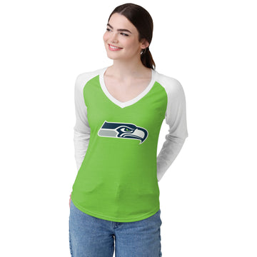 Foco Womens Nfl Team Ladies Fashion Raglan Top Shirt, Big Logo Solid, Xx-Large