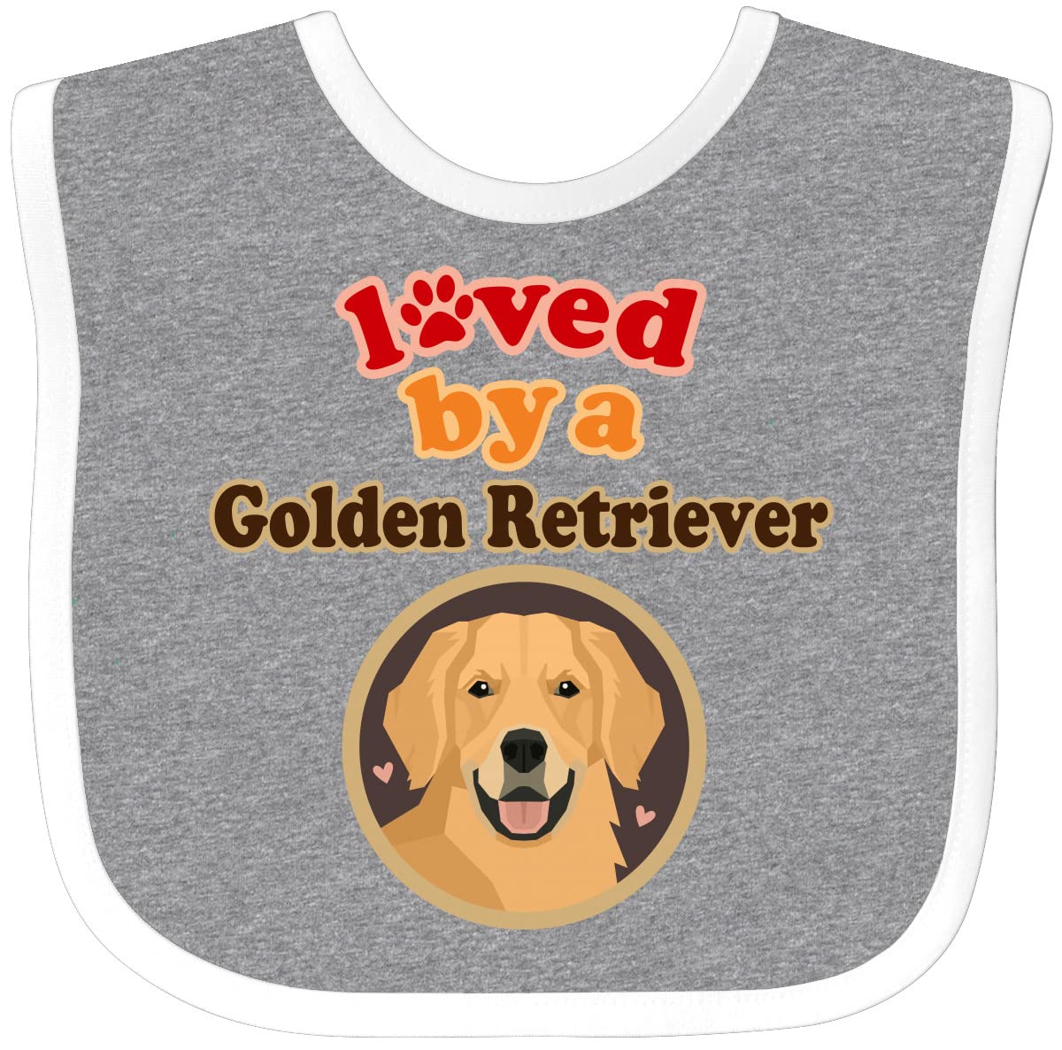 Inktastic Golden Retriever Dog Lover Baby Bib Heather And White 391Af