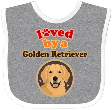 Inktastic Golden Retriever Dog Lover Baby Bib Heather And White 391Af