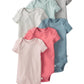 Little Planet By CarterS UnisexBaby 6Pack Organic Cotton ShortSleeve Rib Bodysuits, Pink Multicolor, 6 Months