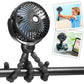 snawowo Mini Portable Baby stroller Fan, Battery Operated Personal Small Handheld Fan, 360 Rotate Flexible Tripod Rechargeable C