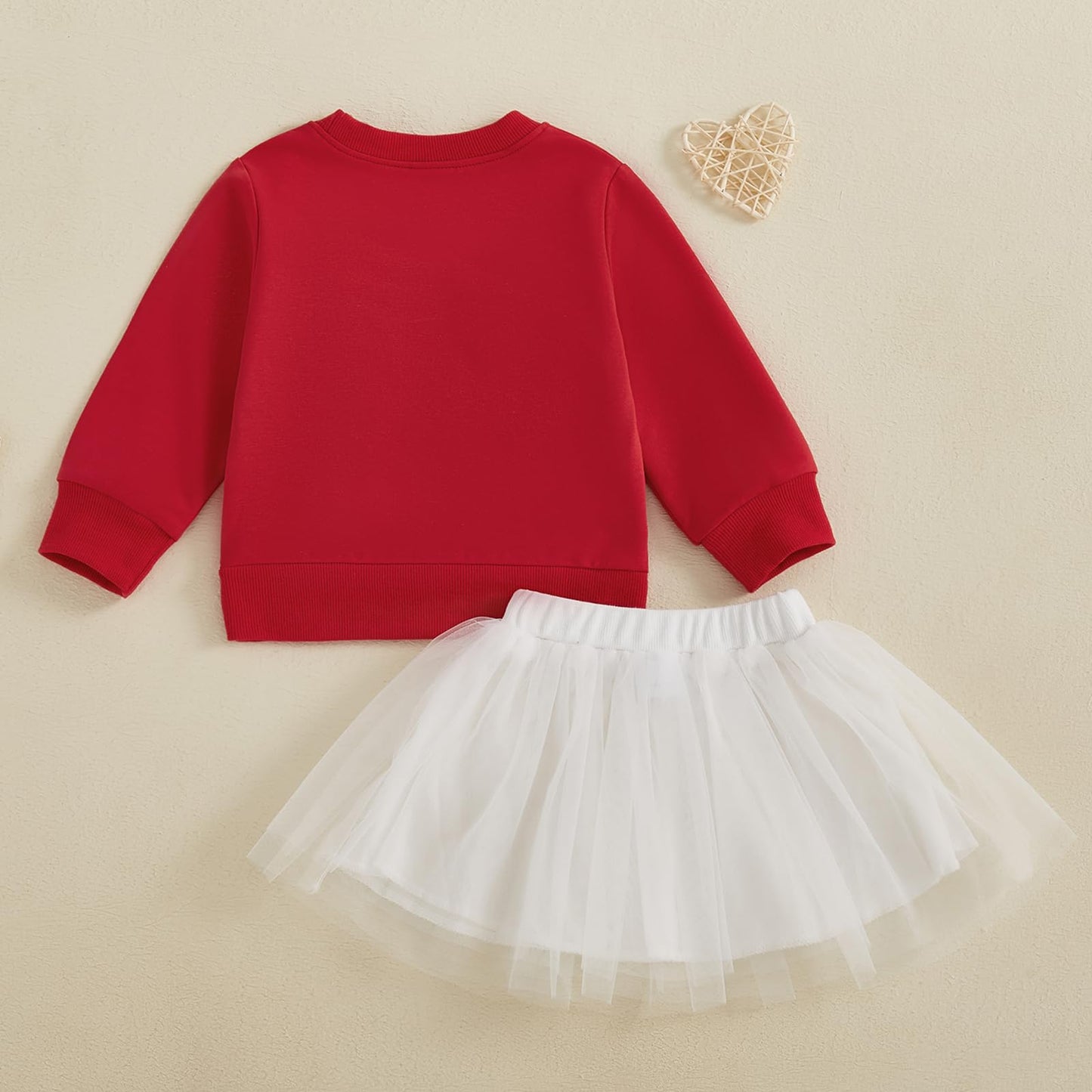 Toddler Baby Girl Valentines Day Outfit Red Love Heart Bow Sweatshirt And Tulle Tutu Skirts Set Cute Spring Clothes (Red Love, 6