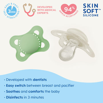 Mam Original Matte Baby Pacifier, Nipple Shape Helps Promote Healthy Oral Development, Sterilizer Case, 2 Pack, 0-6 Months, Unis