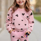 Retsugo Girl Heart Clothes Little Girls Outfits Toddler Long Sleeve Heart Sweatshirt Pink Shirts Top And Leggings Kids Clothing
