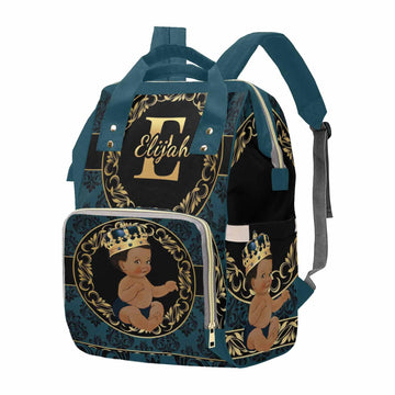 M Yescustom Personalized Name Diaper Bag Backpack, Blue Crown Diaper Baby Bags For Mom & Dad, Portable Travel Back Pack Baby Sho