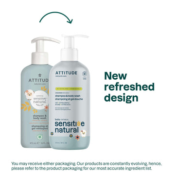 Attitude 2-In-1 Shampoo And Body Wash For Baby, Ewg Verified, Plant- And Mineral-Based Ingredients, Vegan And Cruelty-Free Produ