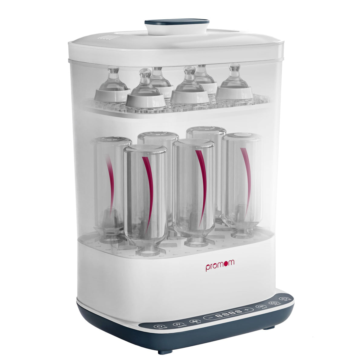 Promom 6In1 Baby Bottle Sterilizer & Dryer With Air Filter & Led Controls | Kills 99.9%* Germs In 10 Min Cycle | Quick Drying 