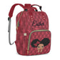 Custom Baby Diaper Bag for Girls, Red Personalized Name Nylon Waterproof Mommy Nursing Daypack with Large Capacity for Travel, B