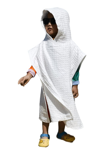 Athaelay Hooded Bath Towel For Kids Extra Soft Absorbent Bath Poncho For 0-4 Years Premium Waffle + Muslin Cotton