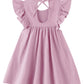 Lyxiof Toddler Baby Girl Cotton Linen Dress Ruffle Sleeve Halter Sleeveless Kids Casual Beach Dresses Pink 110Cm