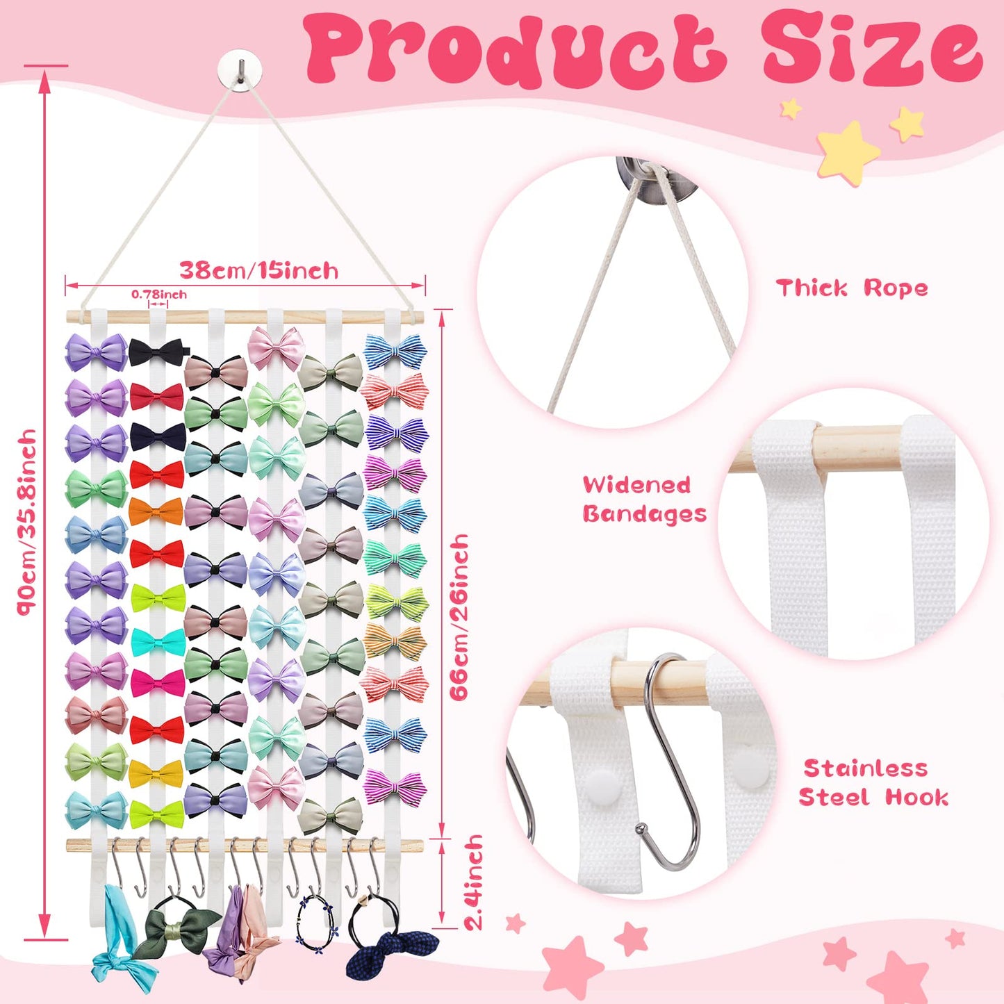 2 Pack Hair Bows Holder Organizer For Girls Baby Headband Hair Bows Holder Hanging Hair Bow Organizer Head Band Holder Storage F