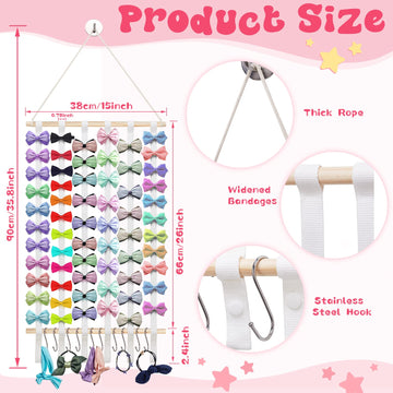 2 Pack Hair Bows Holder Organizer For Girls Baby Headband Hair Bows Holder Hanging Hair Bow Organizer Head Band Holder Storage F