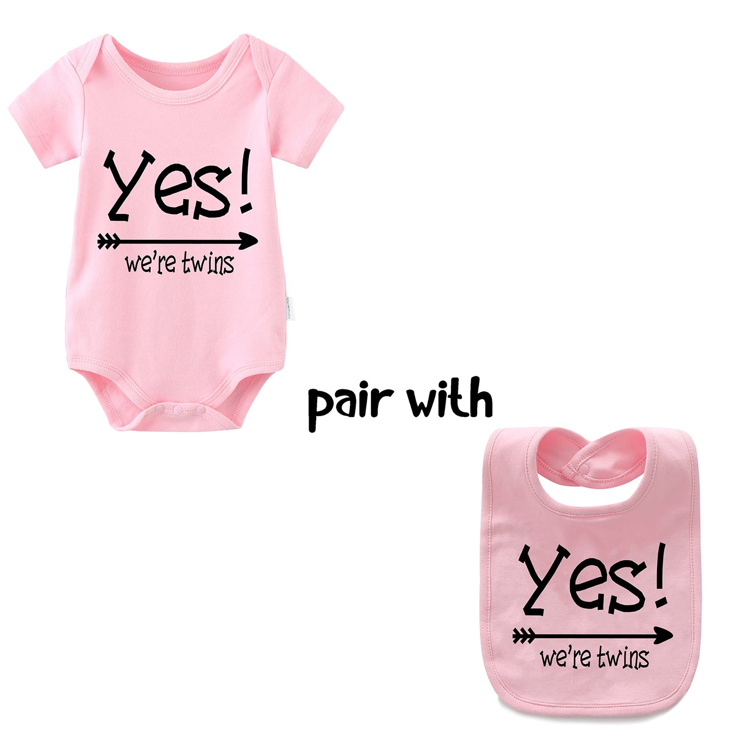 Ysculbutol Baby Twins Bodysuits Yes We Are Twins No We Are Identical Twins Bodysuit Boys Twins Clothes Baby Girls Set(Pb 4-6M)