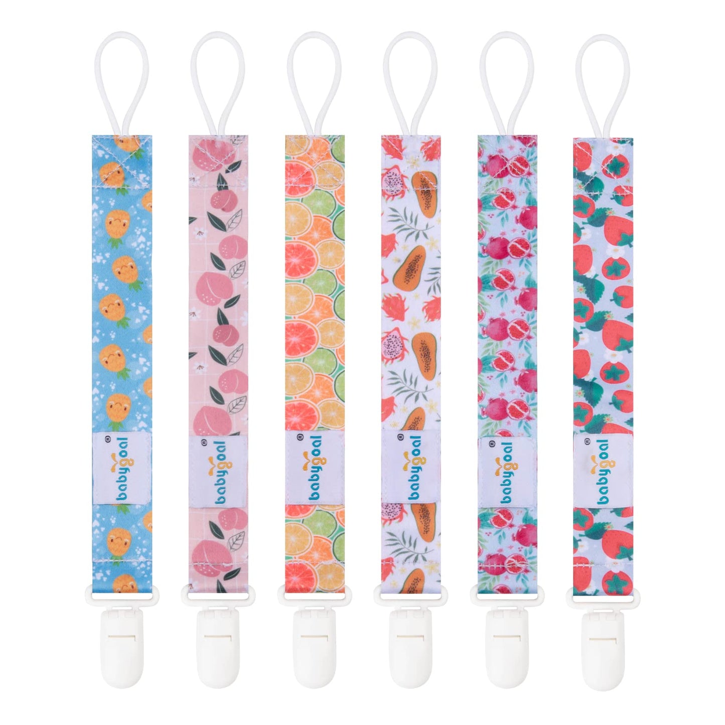 Babygoal Fruit Pacifier Clips, 6 Pack Binky Paci Holder And Leash For Boys And Girls Fits For Most Pacifier, Binkie Styles & Bab