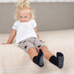 Jakidar 12 Pairs Baby Socks Cotton Crew Toddler Socks Grips Non Slip Bottom Kids Socks, Black Gray White 6-12M