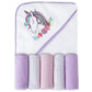 Viviland Baby Towels and Washcloths, Soft Absorbent Purple Baby Bath Towel Set, Unicorn Hooded Towels with 5 Infant Face Washclo