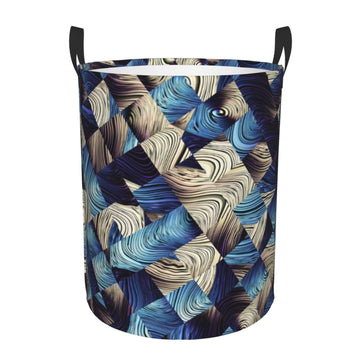 Pevtufa Blue Squares Foldable Laundry Basket Organizer,Fabric Clothes Toy Storage Basket Nursery Hamper Storage Bin For Househol