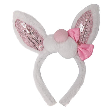 Girls Sequin Easter Bunny Ears And Bow Headband