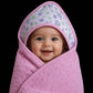 Baby Bath Towel Pink with Floral Hood