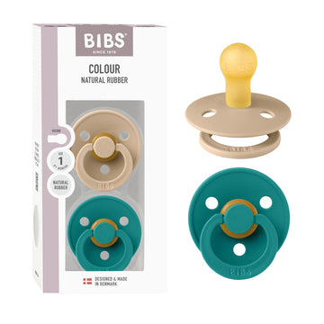 Bibs Colour Pacifier 2-Pack, Bpa Free Binky Pacifier, Round Nipple. Natural Rubber Latex, Made In Denmark, Size 1 (0-6 Months),
