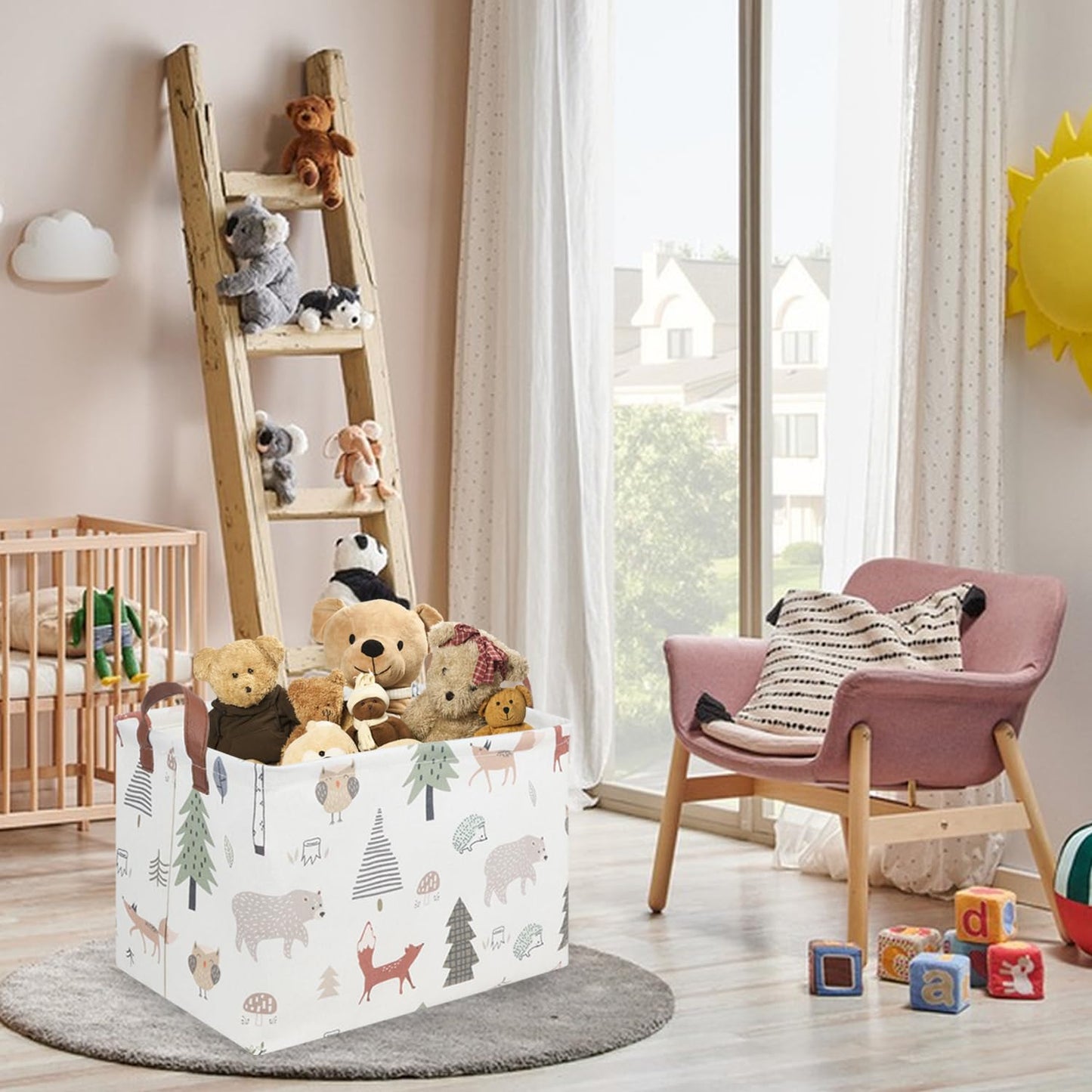 Fxolcshe Rectangular Animals Basket,Waterproof Storage Bin For Bedroom,Nursery Hamper,Empty Cute Storage Bin Organizer,Animal St
