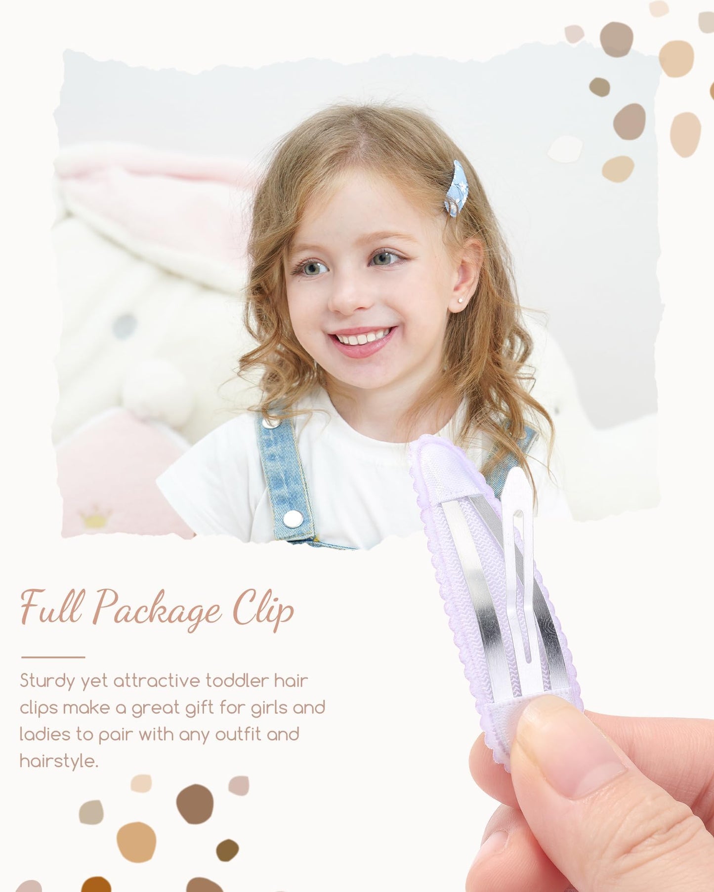 Doboi 40 Pcs Floral Print Snap Hairpins, Hair Bows Clips, And Barrettes For Girls - Non-Slip Wrapped Flower Clips Hair Accessori