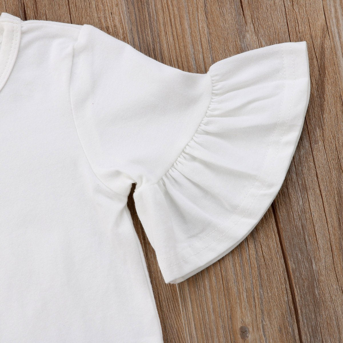 Mubineo Infant Baby Girl Basic Bell Short Sleeve Cotton Romper Bodysuit Tops Clothes (White, 3-9 Months)