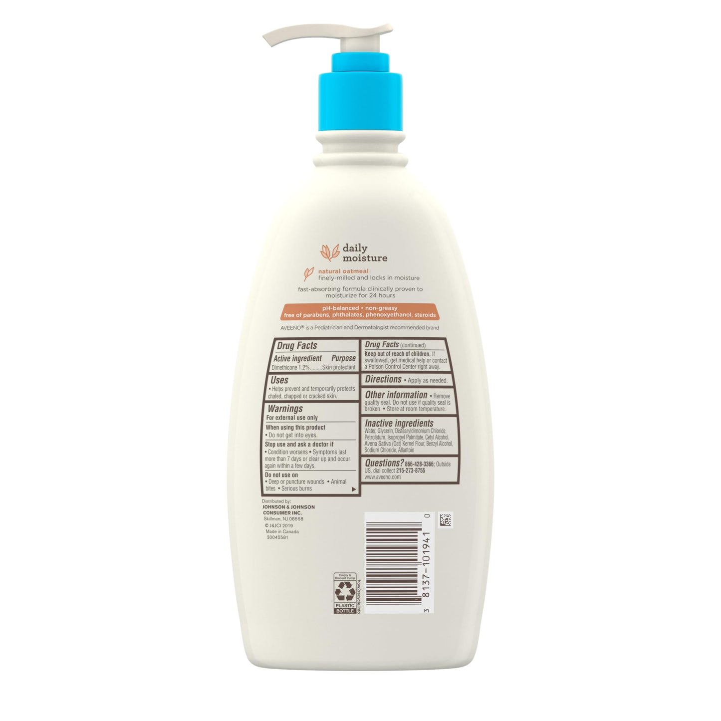 Aveeno Baby Daily Moisture Lotion For Delicate Skin With Natural Colloidal Oatmeal & Dimethicone, Hypoallergenic, Fragrance-, Ph