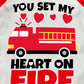 Toddler Boy Girl Valentine'S Day Shirt Fire Truck You Set My Heart On Fire Cotton Long Sleeve Tee Kid Boy Top 10 Years