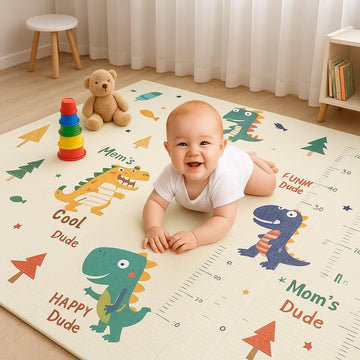 Liltoes Speedy Saurus Double Sided Water Proof Baby Play Mat, Reversible Play Mats For Kids, Baby Carpet, Multicolour, Pack Of 1